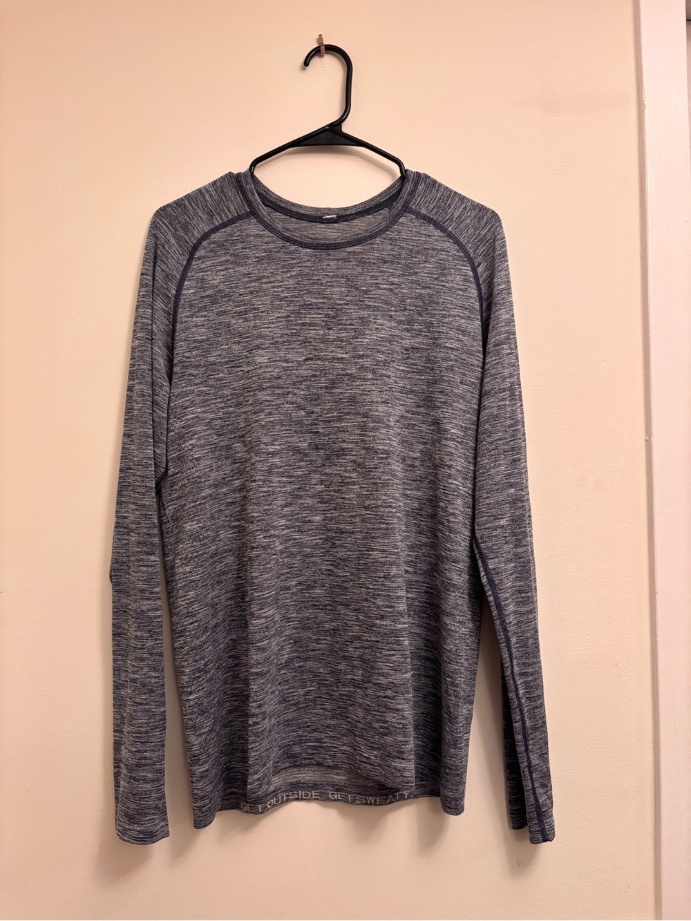 Lululemon Men's Long-Sleeve Crew Neck Shirt Blue- Medium